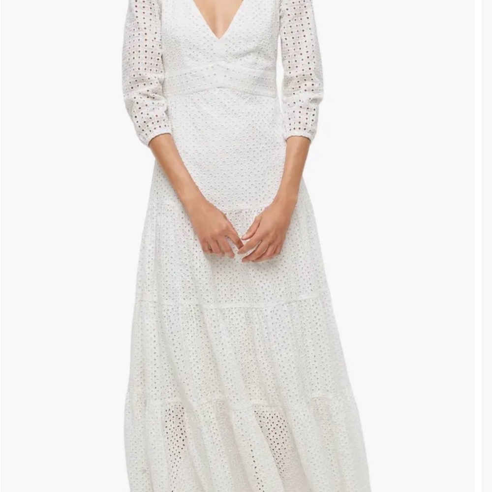 J. Crew Cream Long Sleeve Eyelet Maxi Dress
